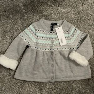 Janie and Jack NWT girls fur cuff sweater